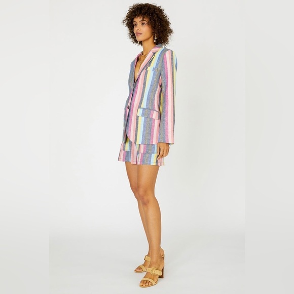 Current Air Striped Blazer - Linen Blend - Rainbow Stripe! - Picture 3 of 8